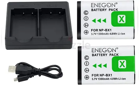 ENEGON NP-BX1 ENEGON Battery (2-Pack) and Rapid Dual Charger for Sony ZV-1, Cyber-Shot DSC-RX100