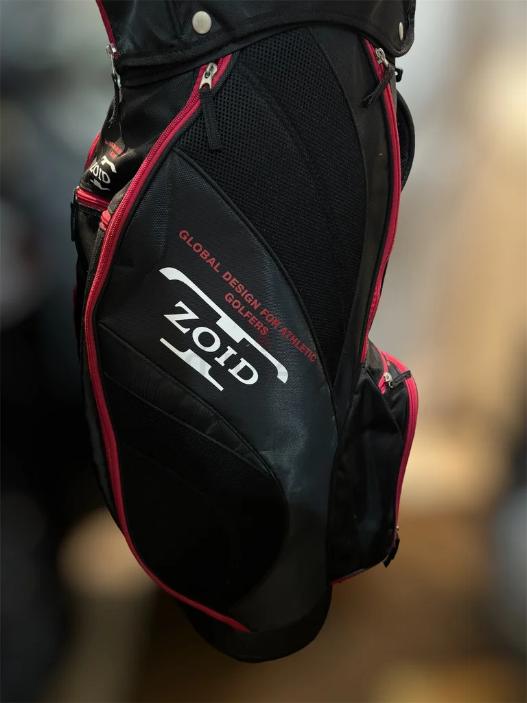 حقيبة عربة Mizuno T-Zoid، أحمر/أسود/أبيض، مع حزام وغطاء رأس، حقيبة جولف ذات فواصل خماسية62933695724291112