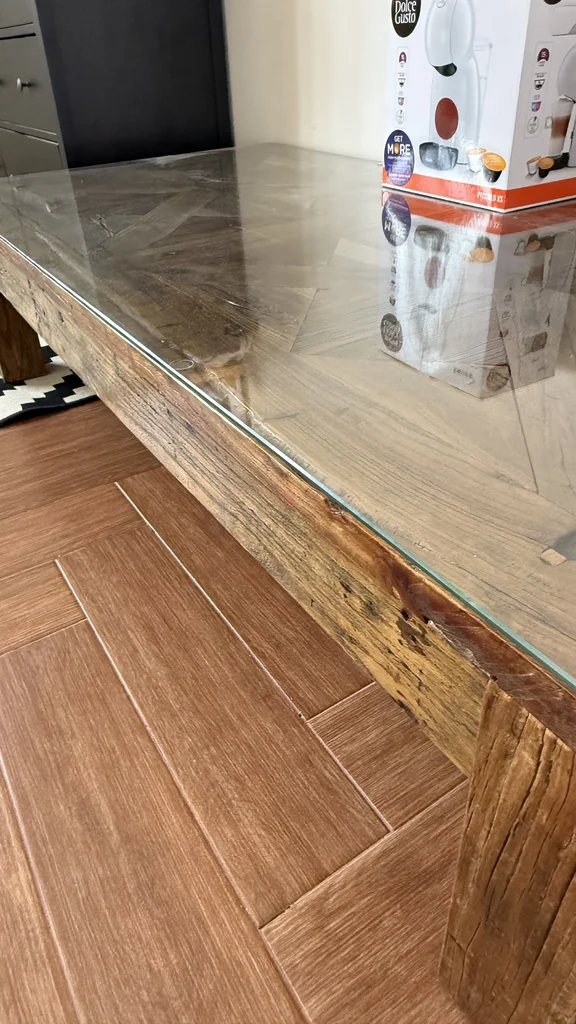 Solid Wood Coffee Table with Glass Top + Free Coffee Machine62863820920707112