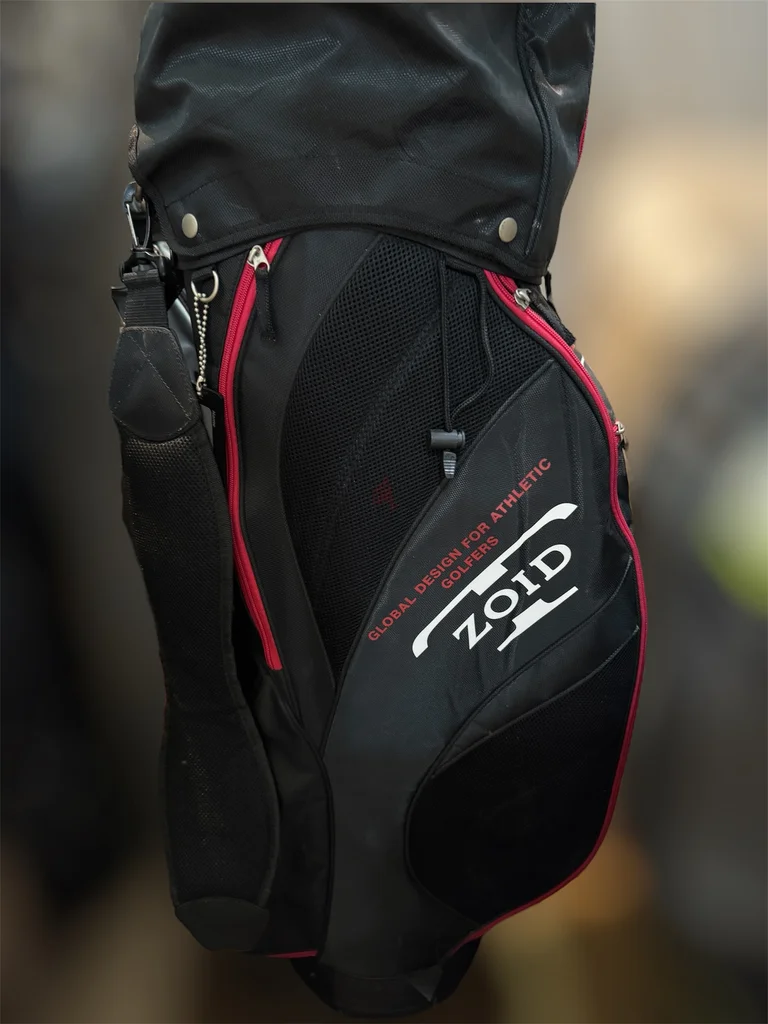 حقيبة عربة Mizuno T-Zoid، أحمر/أسود/أبيض، مع حزام وغطاء رأس، حقيبة جولف ذات فواصل خماسية62933695724291113