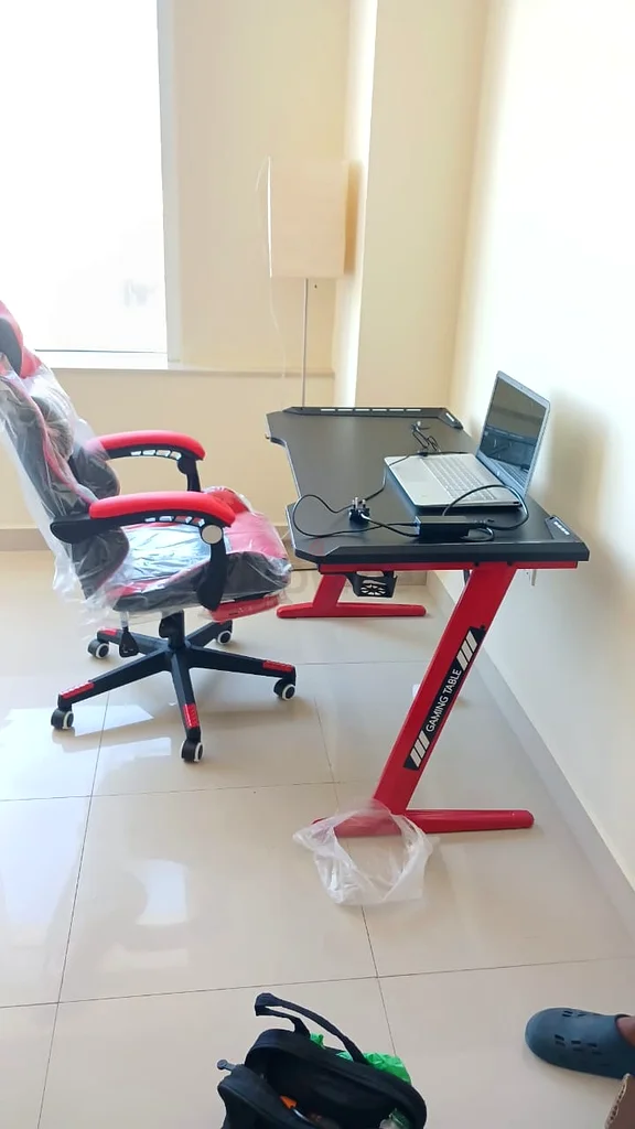 Brand new gaming table with LED light with gaming chair available62930645818882116