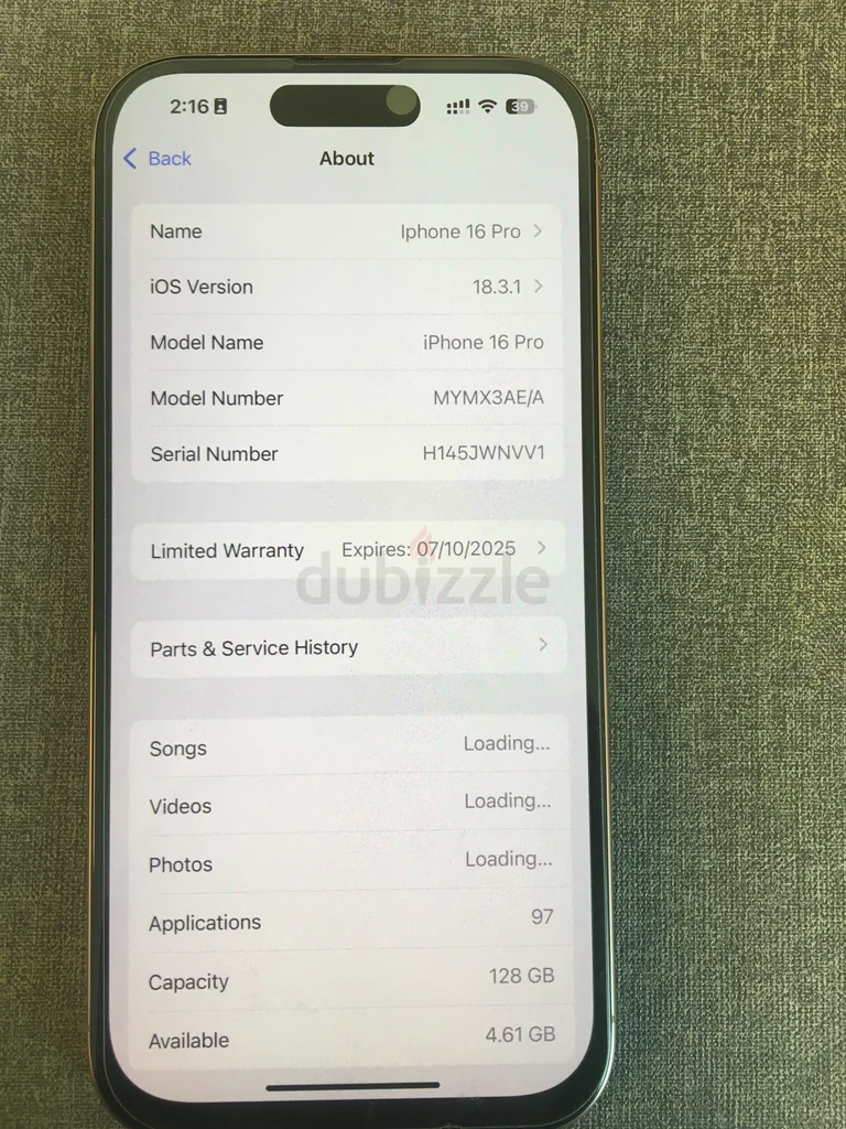 iPhone 16 Pro 128GB UAE VERSION62930654199810114