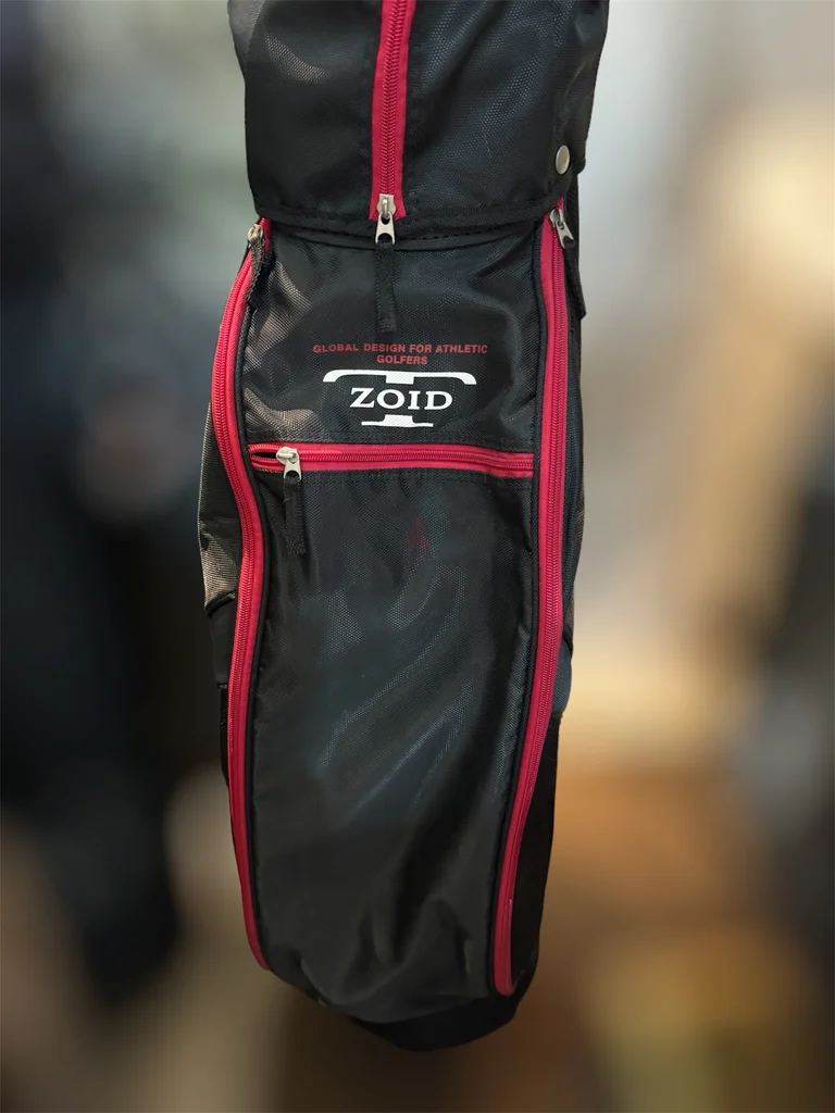 حقيبة عربة Mizuno T-Zoid، أحمر/أسود/أبيض، مع حزام وغطاء رأس، حقيبة جولف ذات فواصل خماسية62933695724291114