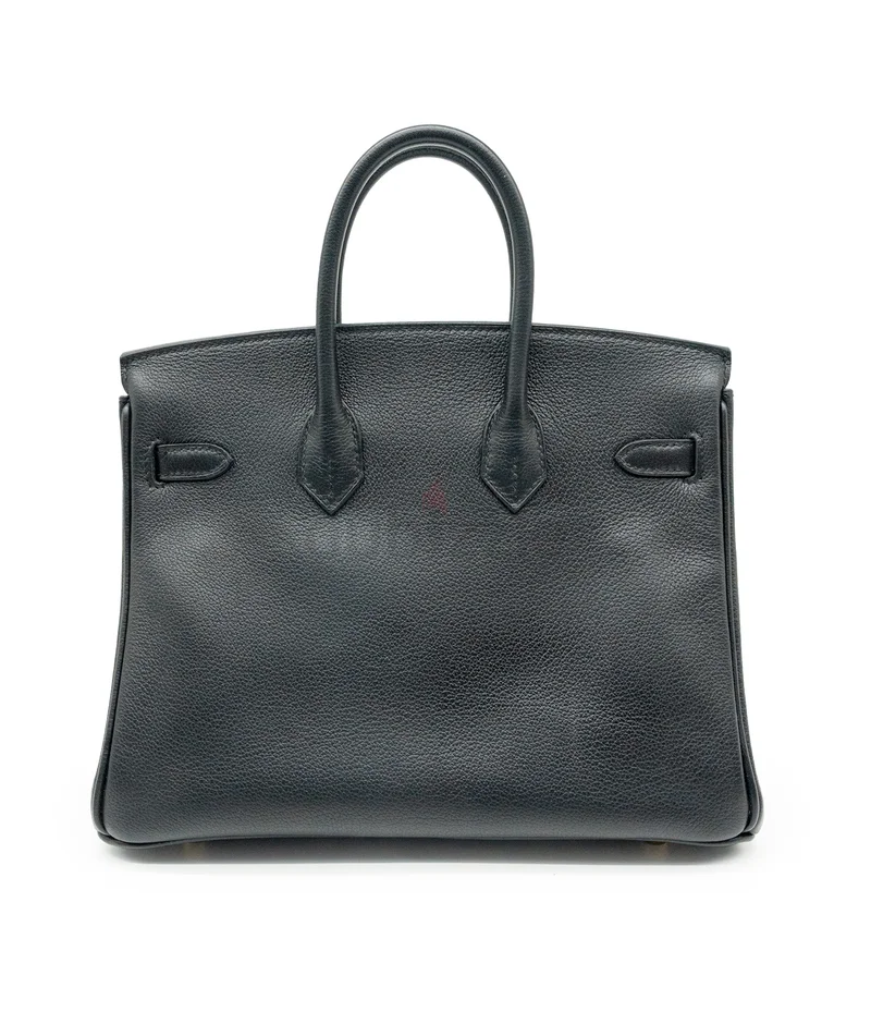 Hermès أصلي Birkin 25 Evercolor جلد أسود ذهبي HW 202062935675148035113