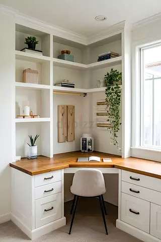 Classic corner study table with drawers
