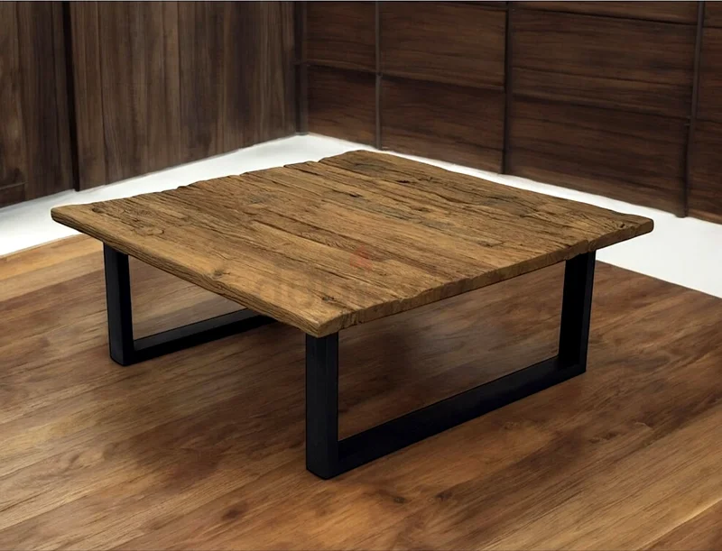 Railway Wood Coffee Table - 120x120 cm Free Shipping628638254645771122