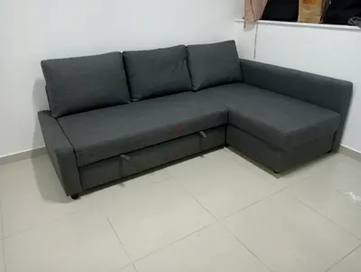 Stylish L-Shaped Grey Sofa with Storage