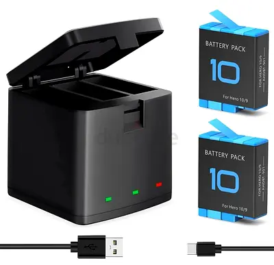 NATNO 2 Pack Hero 10 Batteries for Gopro Hero 10 Gopro Hero 9 Black Camera, 3-Channel Battery Charge