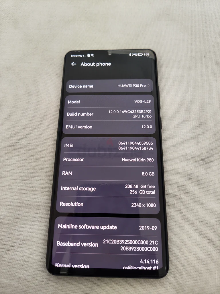 Huawei P30 pro Black, 8gb 256gb Storage63183248790657114