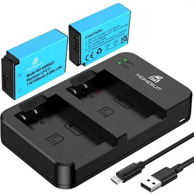 Homesuit LP-E17 Battery 1300mAh and Dual USB Charger Compatible with Canon EOS R10 RP