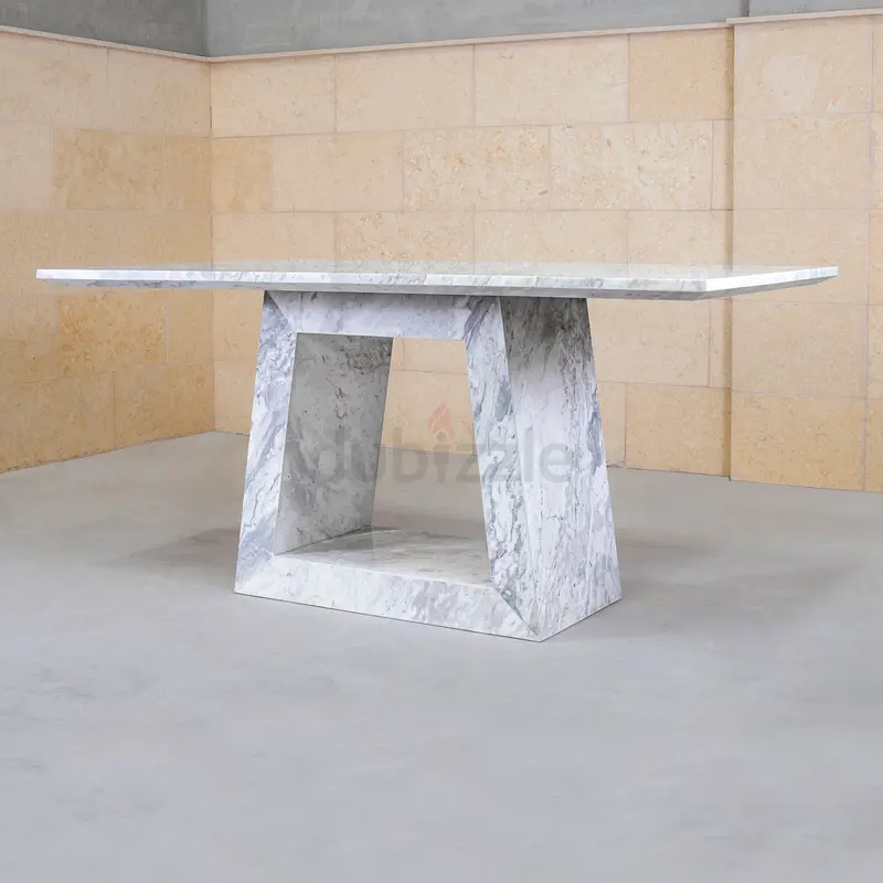 Mesa de comedor de mármol blanco para 6 personas