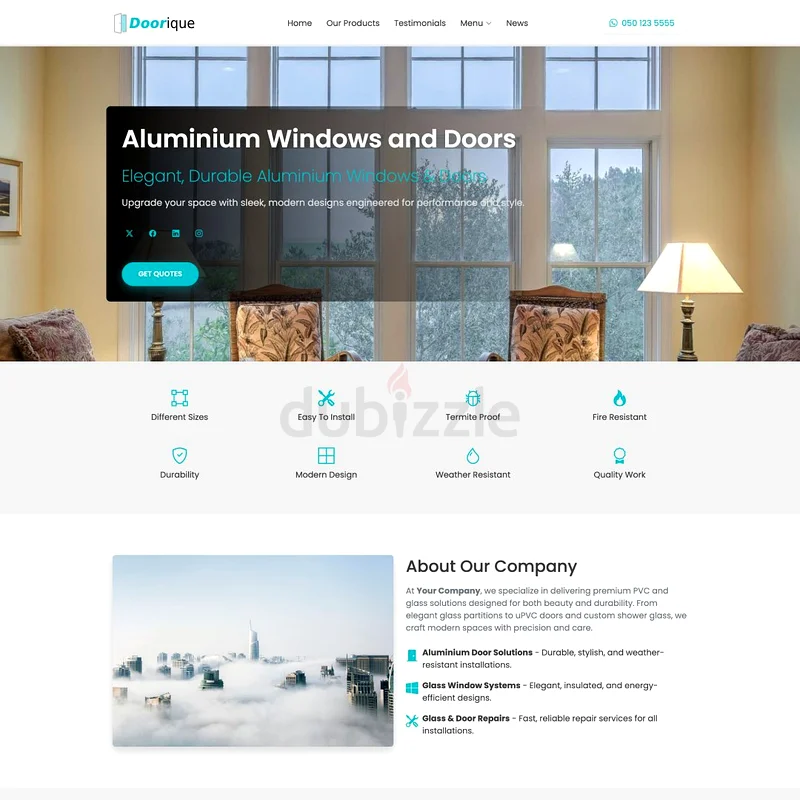 Get Aluminium  Glass Website Design Start from 150AED/Per Month Only63216841211649112