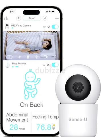 Sense-U Smart 2K Video Baby Monitor, Pan/Tilt, Person/Baby Crying/Motion Detection