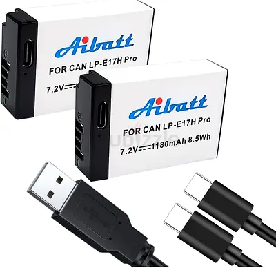 Aibatt 1180 mAh LP-E17 battery, with charging port type C, replacement battery for Canon EOS RP, Reb