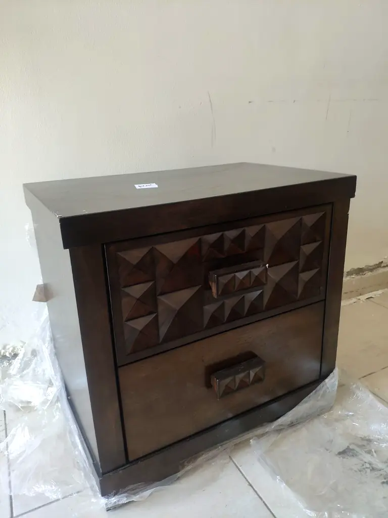 Stylish Brown Wooden Bedside table with Intricate Design