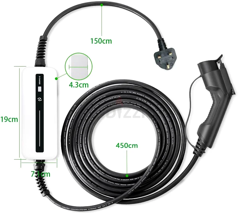 Morecevse EV Charger Type 2 10A UK plug EV Charging Cable Portable Charger Box 2.2KW 6m63263524285442113