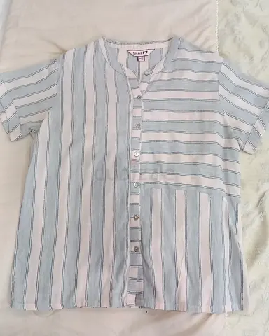 Light pink and gray striped cotton shirt, size m
