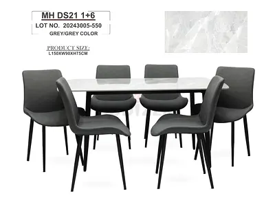 Modern 7-Piece Grey Dining Set for Stylish Interiors