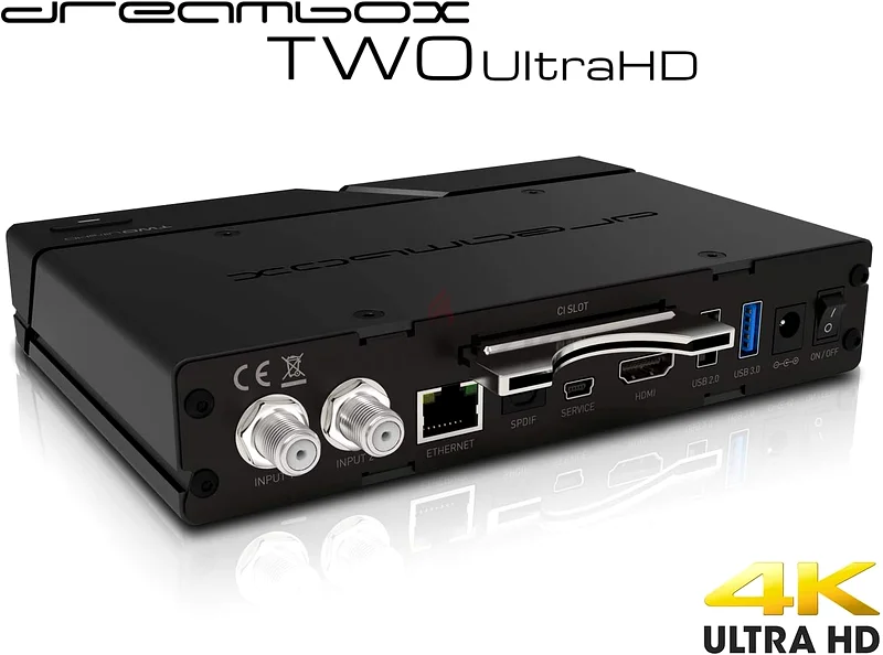 Dreambox Two Ultra HD BT 2x DVB-S2X Multistream Tuner 4K 2160p E2 Linux Dual Wifi H.265 HEVC63261260683011112