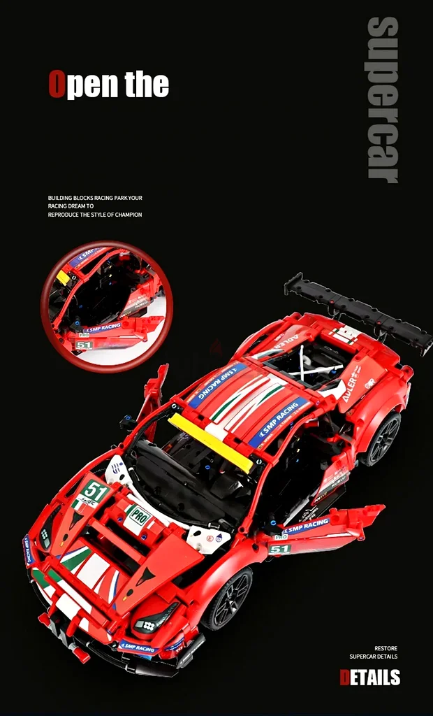 Selling my LEGO compatible Ferrari 488 GTE “AF Corse #51” - same as LEGO model # 42125 - 1684 pcs63207401235586111