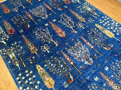 3x2m | New Handmade Beautiful Tree of Life Carpet Midnight Blue