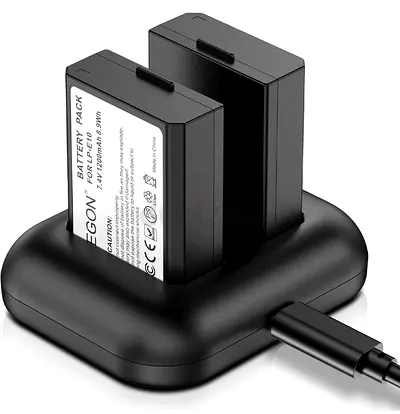ENEGON LP-E10 Replacement Battery (2-Pack) and Rapid Dual Charger for Canon LP-E10 and Canon EOS Reb