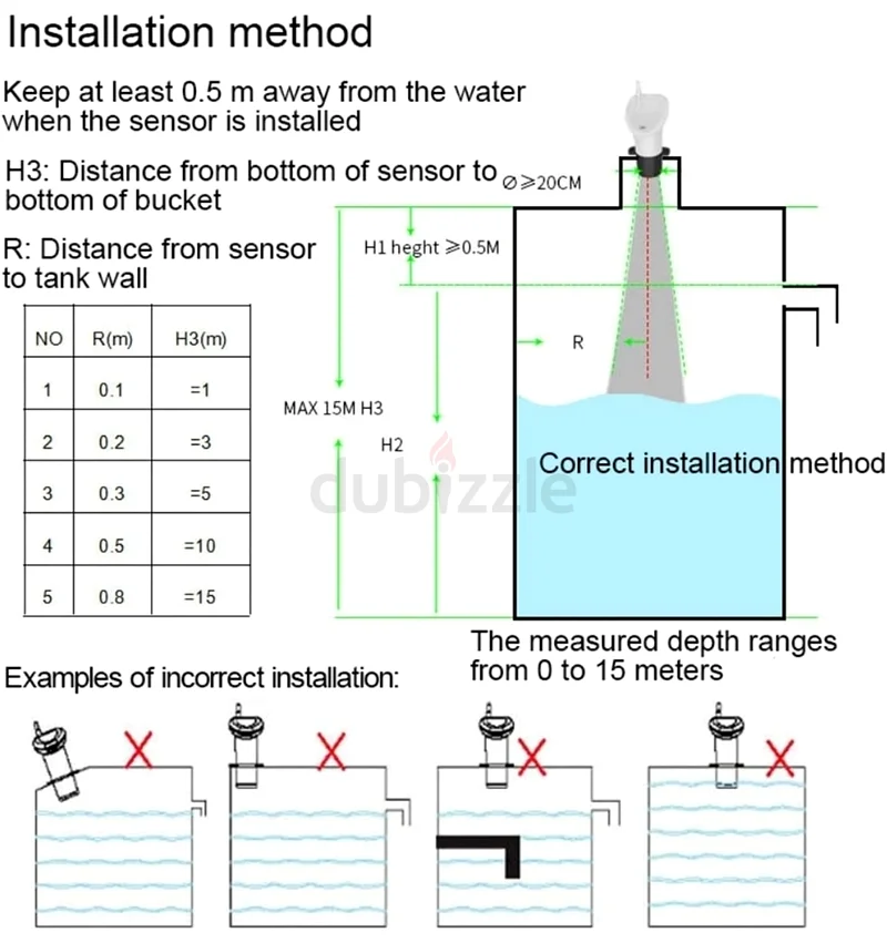 Water level indicator Wireless Ultrasonic Water Tank Liquid Level Meter Temperature Sensor63263517380353114