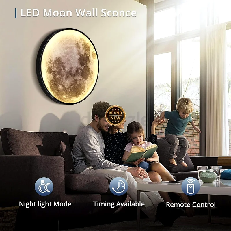 2092 - NALACAL Dimmable Moon Wall Light, 19.6 Inch Wall Light with Remote Control, Plug-in Modern LED63207894745987111