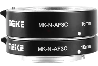 Meike MK-N-AF3C-Black All Metal Auto Focus Macro Metal Extension Tube Adapter for Nikon 1 Mirrorless