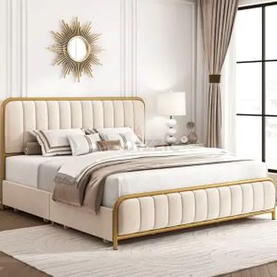Elegant Modern Bed with Stylish Headboard for sale