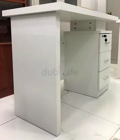 Sleek White Study Table with Drawers for Sale