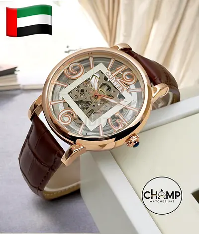 Elegant Mens Automatic Watch with Leather Strap
