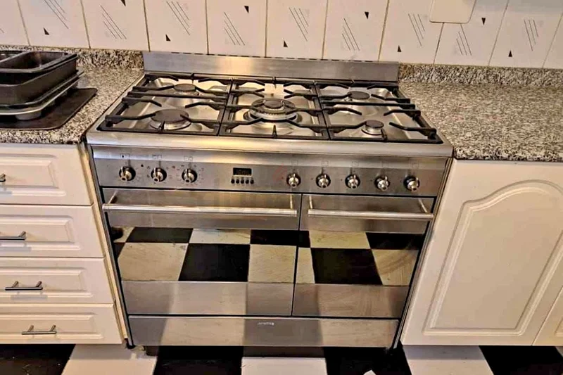 فرن غاز سيمج 5 شعلات مع فرن كهربائي مزدوج 90/60 سم63170851659905111