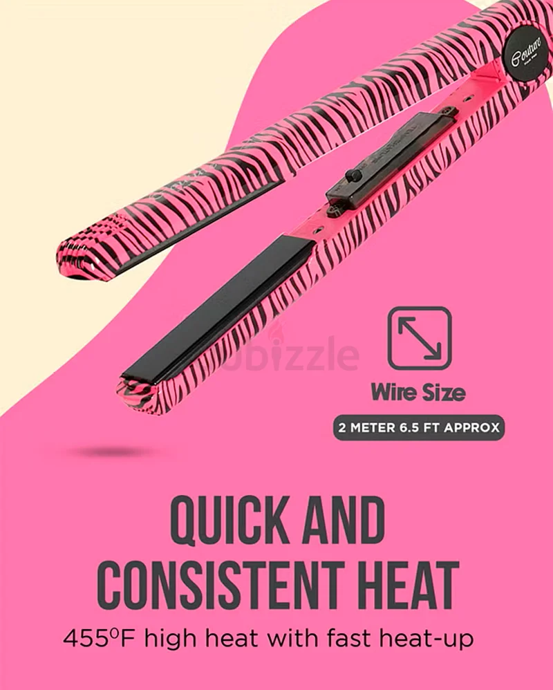 Stylish Tourmaline Ceramic Hair Straightener with Beveled Plates63243683063298112