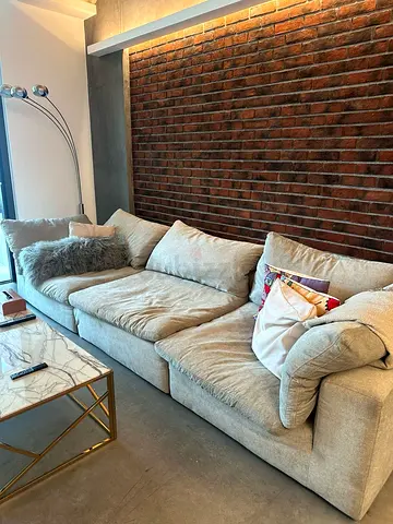 excellent condition pianca sofa feather filled