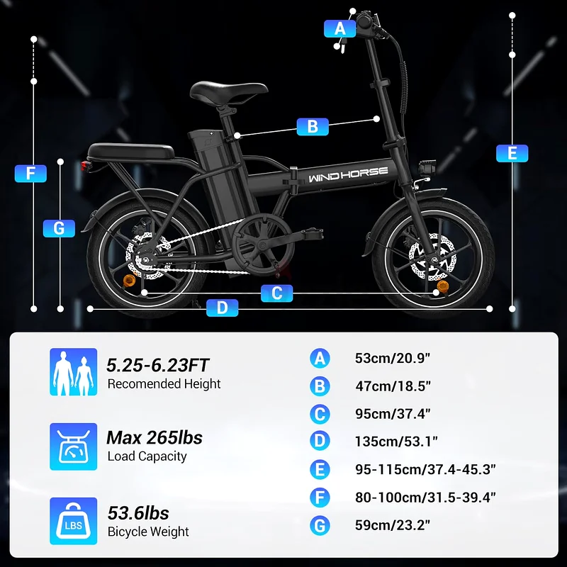 Wind Horse Folding e Bike with 288WH Removable Battery, 16 E Bikes for adults,1 YEAR WARRANTY63168051439746113