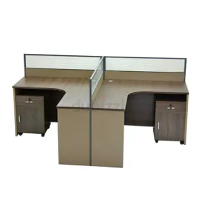 Stylish L-Shaped Office Desk with Storage Cabinets