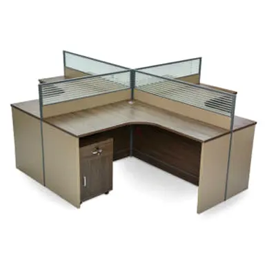 Stylish L-Shaped Office Desk with Storage Cabinets