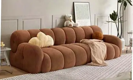 Chic and Comfy Brown Padded Sofa - Perfect for Your Living Room!