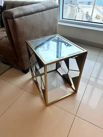 2 Stylish Glass Top Coffee Table with Gold Accent. Price is for 2.