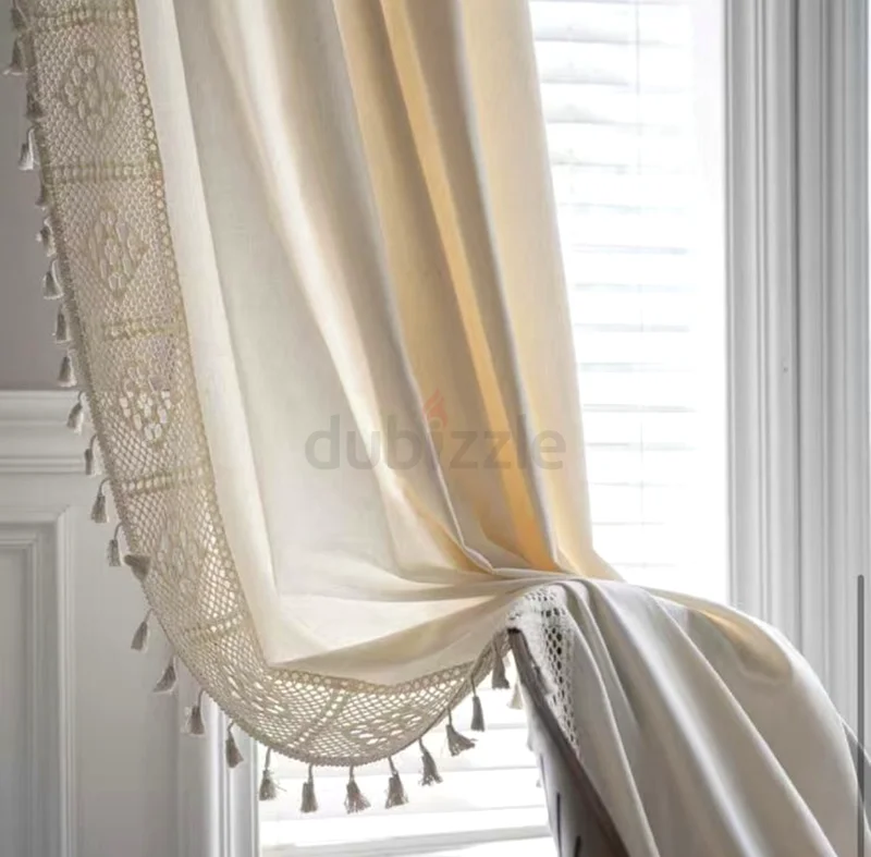 Elegant Cream Macrame Curtains with Tassels63223358701827112