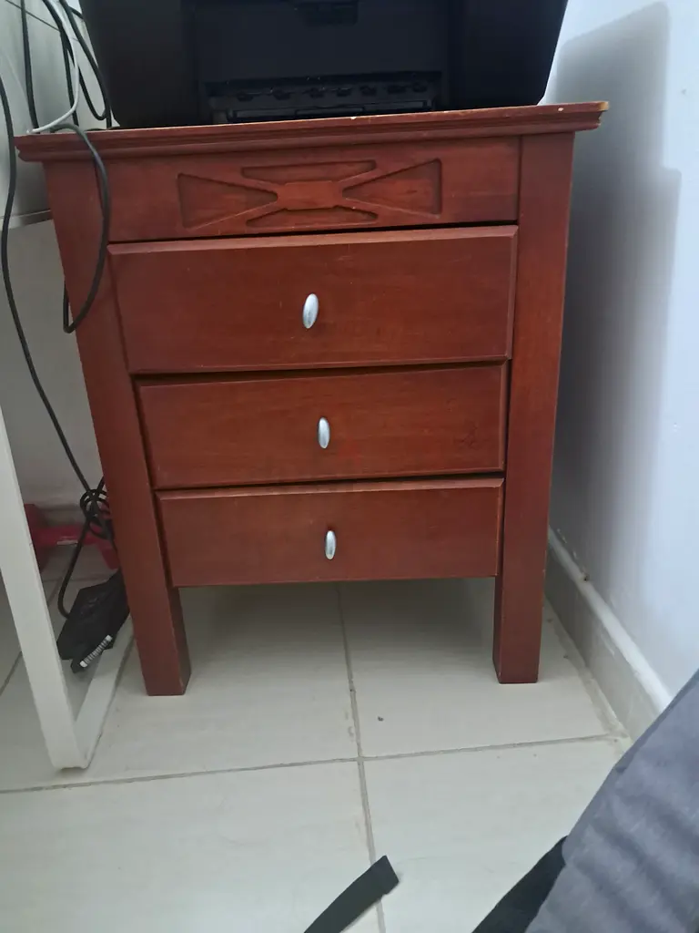 Stylish Wood Nightstand with Three Drawers