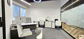 Furnished Office with Burj Khalifa View – Premium Business Bay Location!