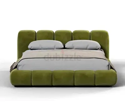 Stylish Green Velvet Bed with Modern Design