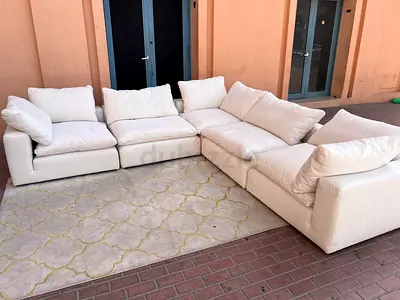 Marina Home Luscious Cloud Luxurious White L-Shaped Sofa for Sale!