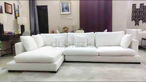 Camerich feather filled Elegant White L-Shaped Sofa for Sale!