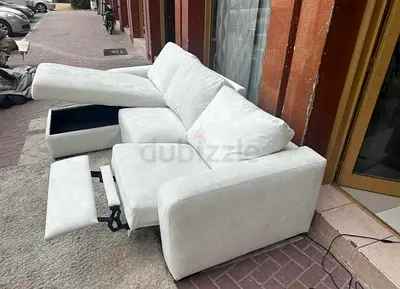 Pottery barn Recaliner L Stylish White Sofa with Hidden Storage