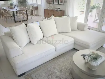 The One Kingstone Luxurious White L-Shaped Sofa for Sale