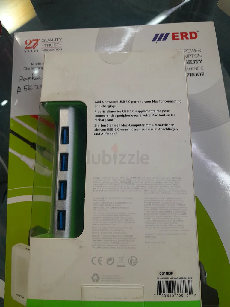 محول USB 3.0 بـ 4 منافذ من شركة BELKIN وكابل USB C بطول 1 متر / 3 أمتار63256596824449111