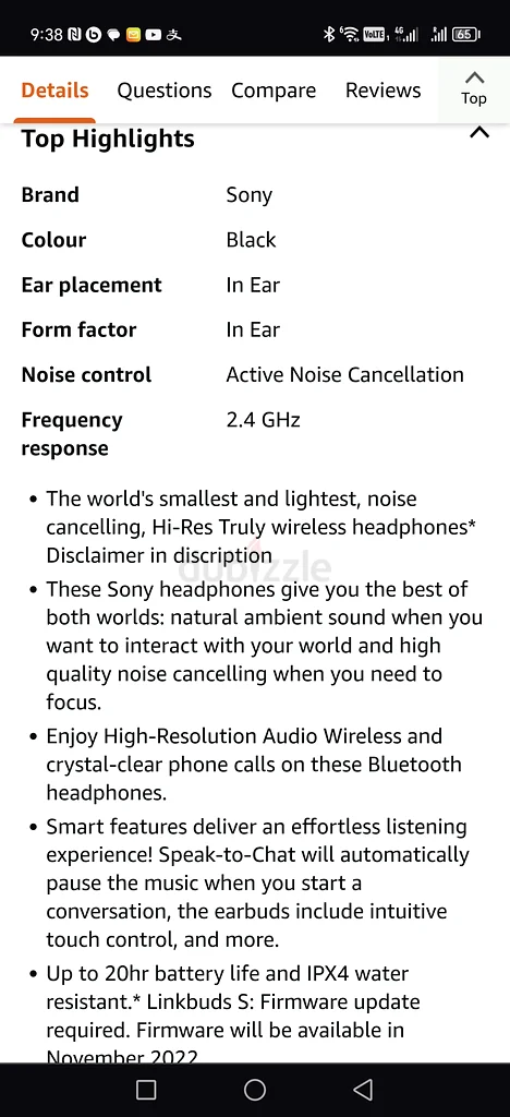 Sony Earbuds| Immersive Sound Noise Cancelling63262414007299113